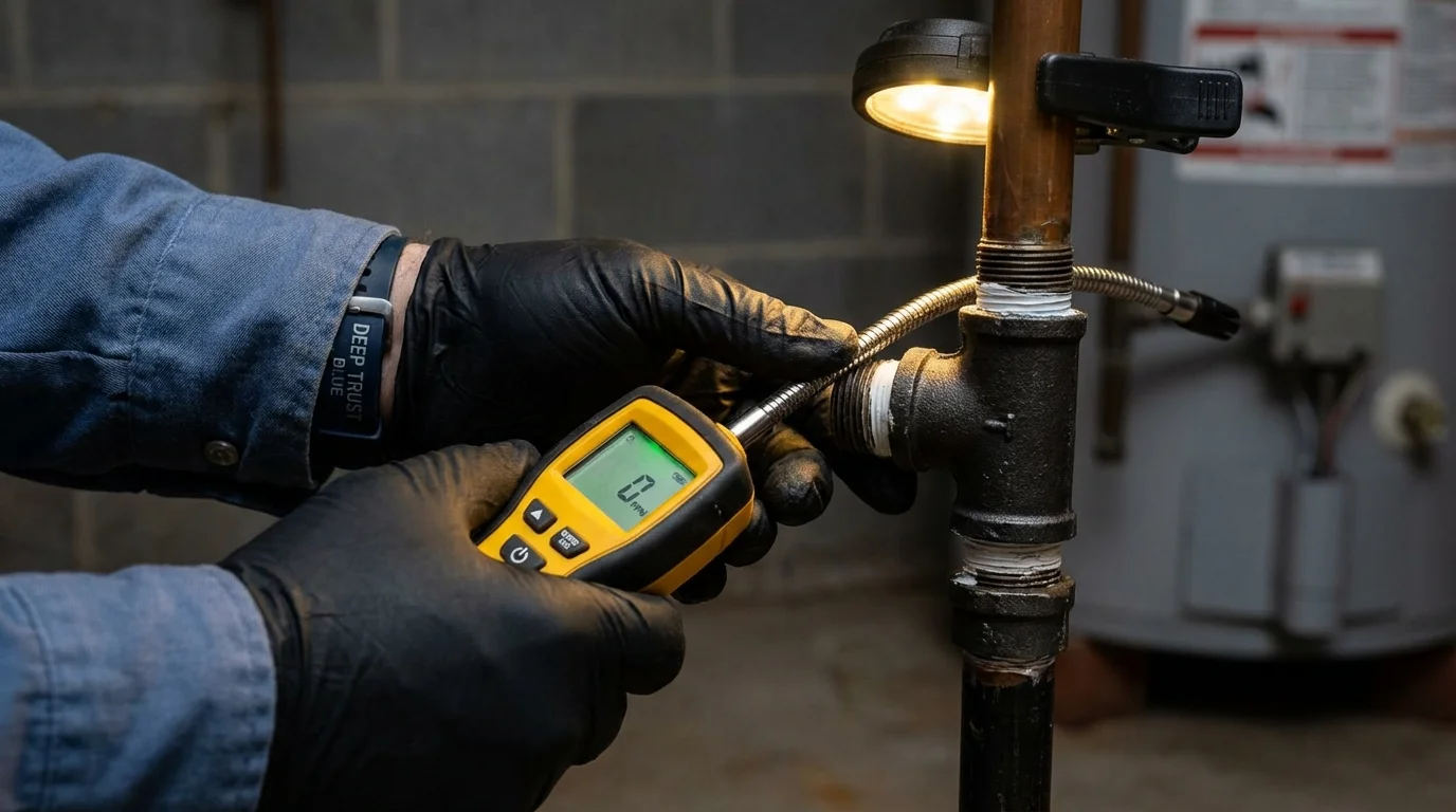 Gas leak detection with electronic sniffer by Johns Plumbing LLC in Vicksburg